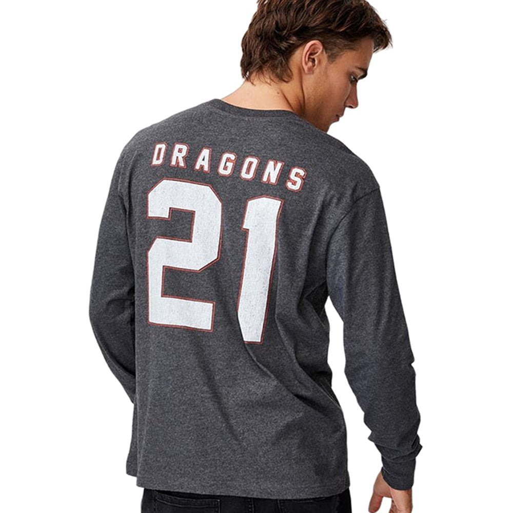 Cotton On NRL Dragons Number Long Sleeve Mens