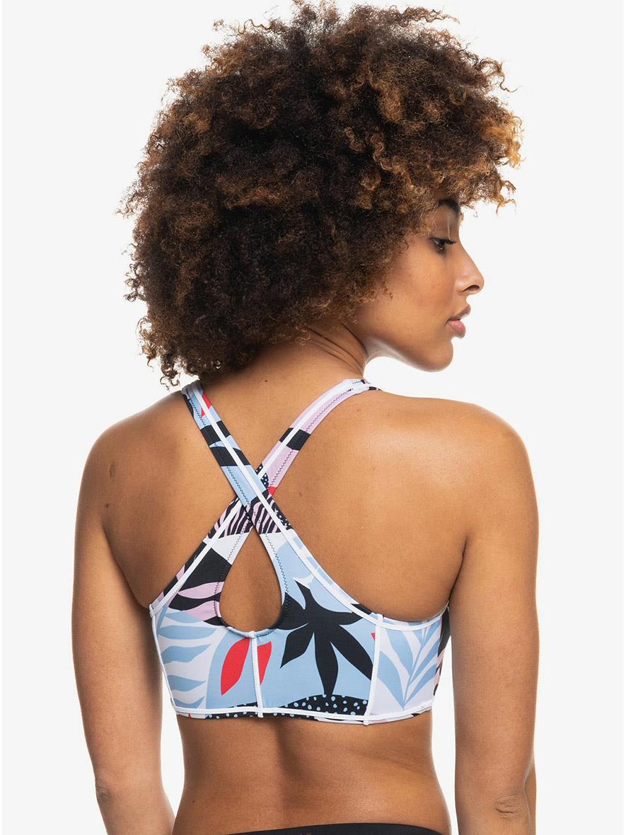 Roxy Fitness Printed Strappy Sports Bra Bikini Top