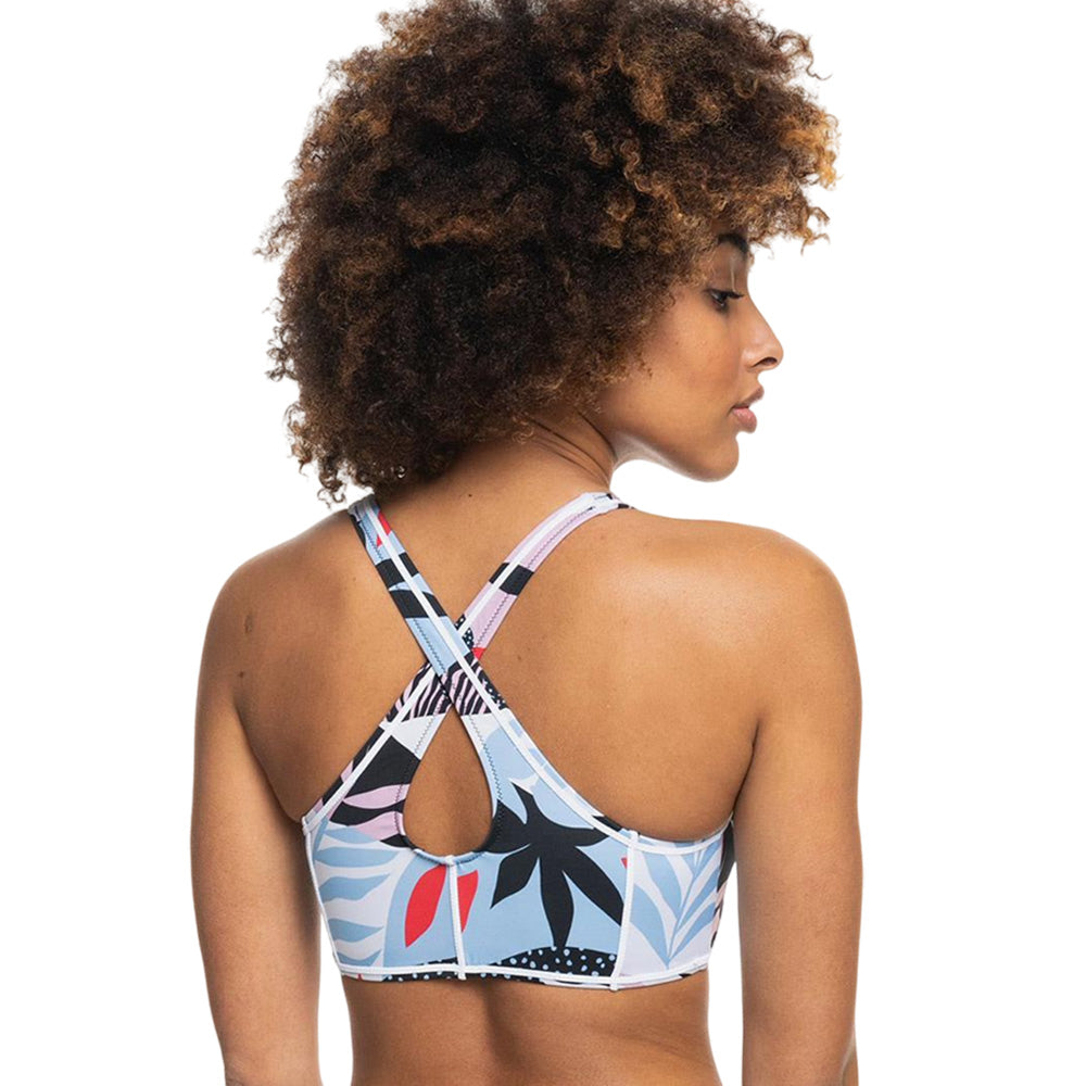 Roxy Fitness Printed Strappy Sports Bra Bikini Top