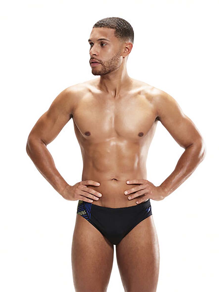 Speedo Tech Panel 7cm Brief Mens Black Blue Sprtz